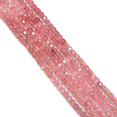 Ombre Strawberry Quartz Faceted Cubes, Approx 2.5x2.5mm, 38cm/strand