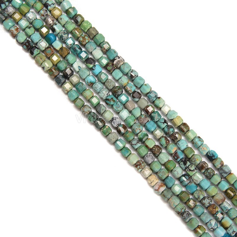 Natural Multicolor HuBei Turquoise Faceted Cubes, Approx 2.5x2.5mm, 38cm/strand