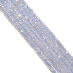 Blue Chalcedony Faceted Cubes, Approx 2x2mm, 38cm/strand