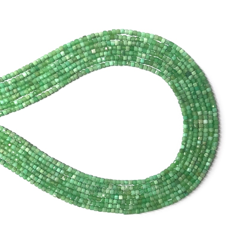 Natural Australia Jade Faceted Cubes, Approx 2.5x2.5mm, 38cm/strand