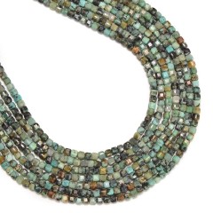 African Turquoise Faceted Cubes, Approx 2.5x2.5mm, 38cm/strand