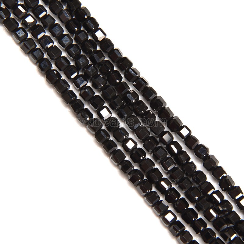 Black Spinel Faceted Cubes, Approx 2.5x2.5mm, 38cm/strand