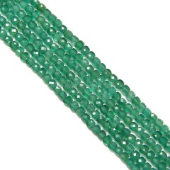 Green Agate Faceted Cubes, Approx 2x2mm, 38cm/strand