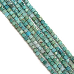 Natural Light Color HuBei Turquoise Faceted Cubes, Approx 2.5x2.5mm, 38cm/strand