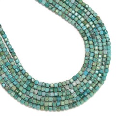 Natural Light Color HuBei Turquoise Faceted Cubes, Approx 2.5x2.5mm, 38cm/strand