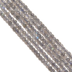 Labradorite Faceted Cubes, Approx 2.5x2.5mm, 38cm/strand