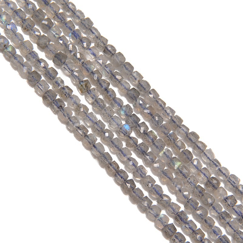 Labradorite Faceted Cubes, Approx 2.5x2.5mm, 38cm/strand