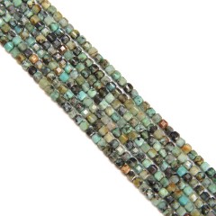 African Turquoise Faceted Cubes, Approx 2.5x2.5mm, 38cm/strand