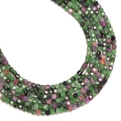 Ruby Zoisite Faceted Cubes, Approx 2.5x2.5mm, 38cm/strand