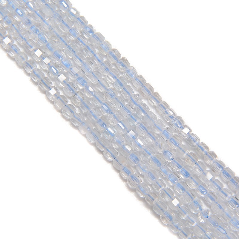 Natural Blue Topaz Faceted Cubes, Approx 2.5x2.5mm, 38cm/strand