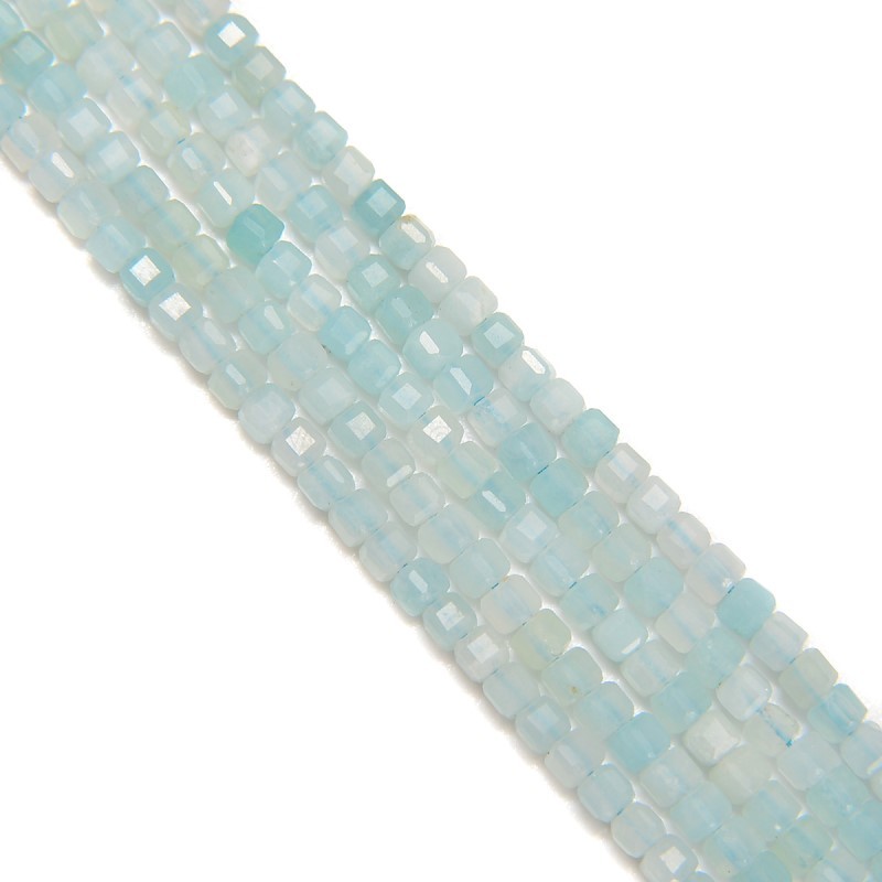 China Amazonite Faceted Cubes, Approx 2.5x2.5mm, 38cm/strand
