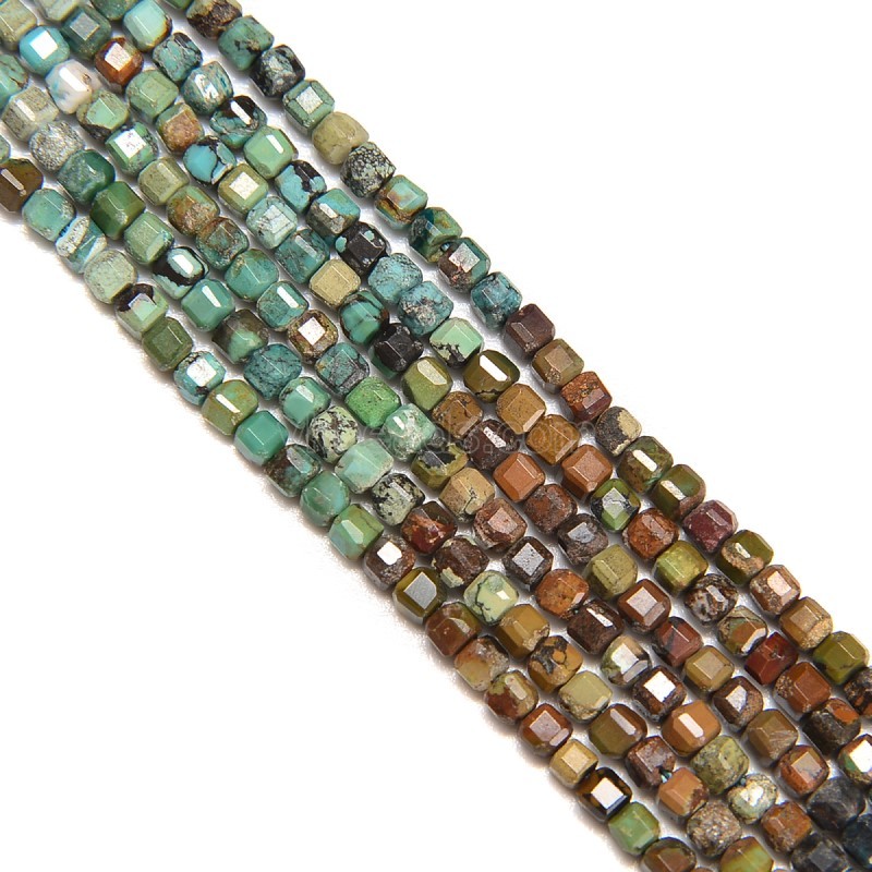 Ombre Turquoise Faceted Cubes, Approx 2.5x2.5mm, 38cm/strand
