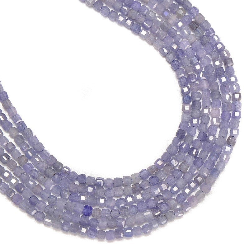 Tanzanite Faceted Cubes, Approx 2.5x2.5mm, 38cm/strand