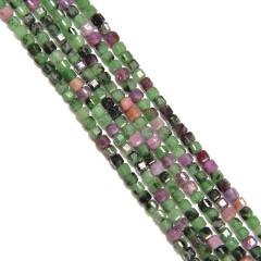 Ruby Zoisite Faceted Cubes, Approx 2.5x2.5mm, 38cm/strand