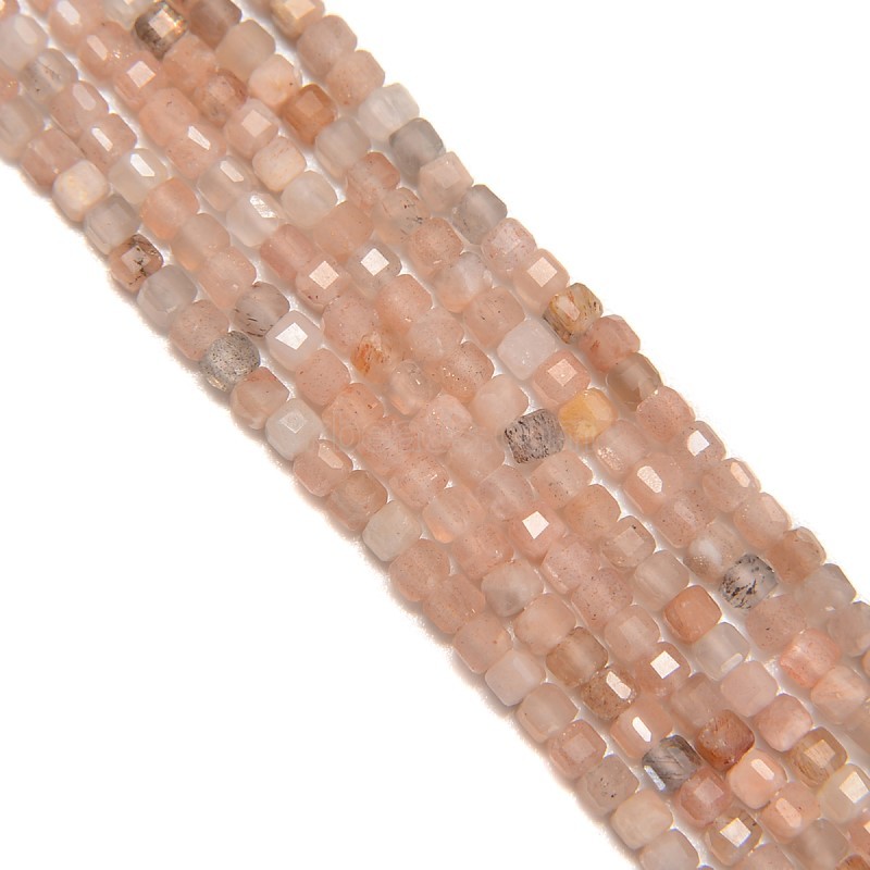 Dark Color Multicolor Moonstone Faceted Cubes, Approx 2.5x2.5mm, 38cm/strand