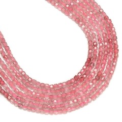 Ombre Strawberry Quartz Faceted Cubes, Approx 2.5x2.5mm, 38cm/strand