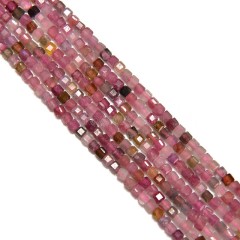 Mixed Color Tourmaline Faceted Cubes, Approx 2.5x2.5mm, 38cm/strand