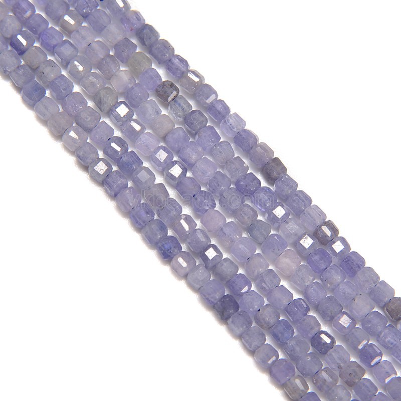 Tanzanite Faceted Cubes, Approx 2.5x2.5mm, 38cm/strand