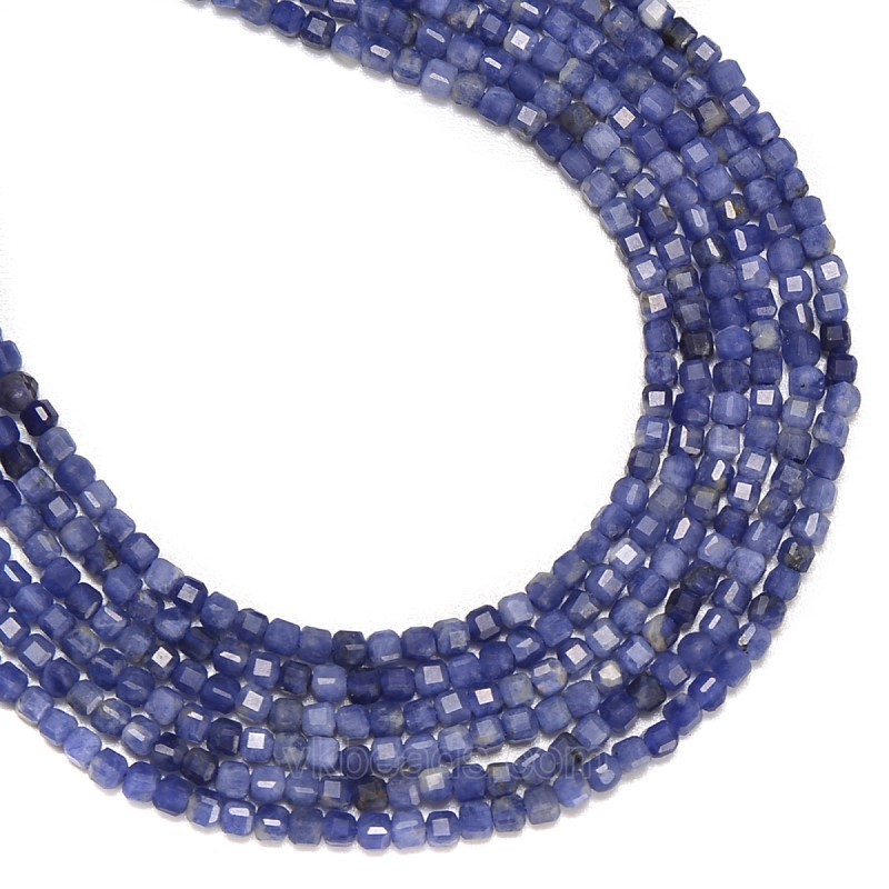 Natural Dark Color Kyanite Faceted Cubes, Approx 2.5x2.5mm, 38cm/strand