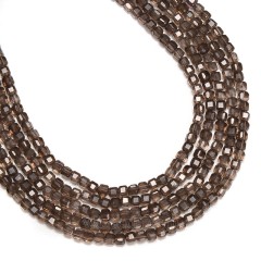 Smoky Quartz Faceted Cubes, Approx 2.5x2.5mm, 38cm/strand