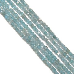 Transparent Apatite Faceted Cubes, Approx 2.5x2.5mm, 38cm/strand
