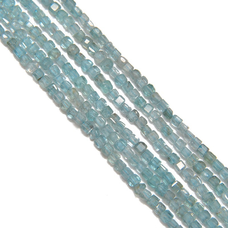 Transparent Apatite Faceted Cubes, Approx 2.5x2.5mm, 38cm/strand