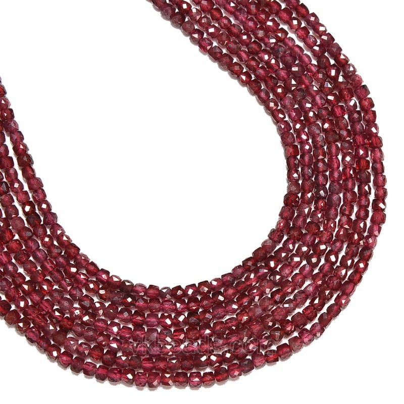 Garnet Faceted Cubes, Approx 2.5x2.5mm, 38cm/strand
