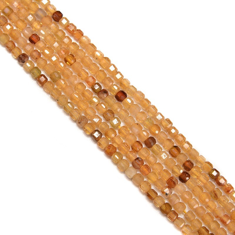 Yellow Garnet Faceted Cubes, Approx 2.5x2.5mm, 38cm/strand