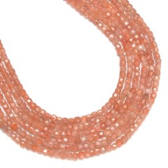 Gold Spot Sunstone Faceted Cubes, Approx 2.5x2.5mm, 38cm/strand