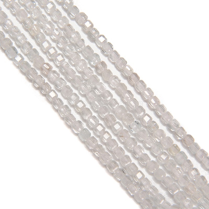 Clear Topaz Faceted Cubes, Approx 2.5x2.5mm, 38cm/strand