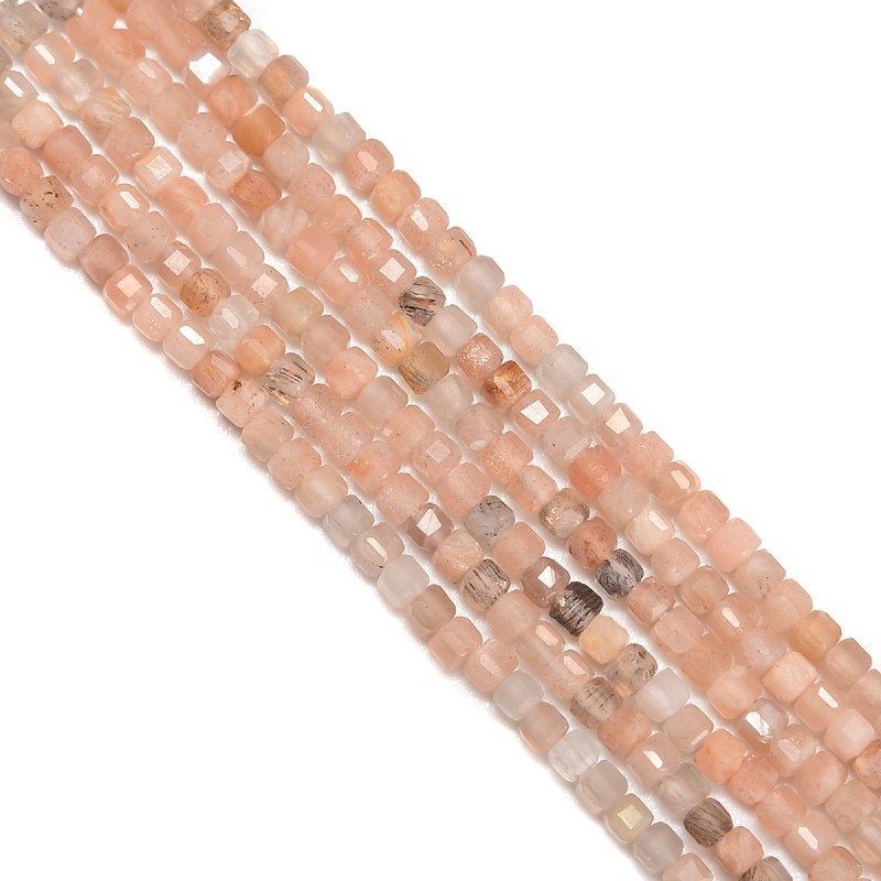 Light Color Multicolor Moonstone Faceted Cubes, Approx 2.5x2.5mm, 38cm/strand