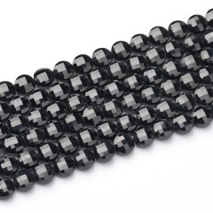 Black Spinel Faceted Coins, Approx 4-6mm, 38cm/strand