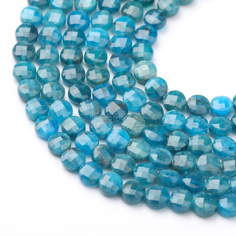 Apatite Faceted Coins, Approx 4-6mm, 38cm/strand