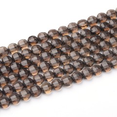 Smoky Quartz Faceted Coins, Approx 4-6mm, 38cm/strand
