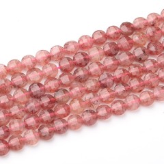 Red Strawberry Quartz Faceted Coins, Approx 4-6mm, 38cm/strand