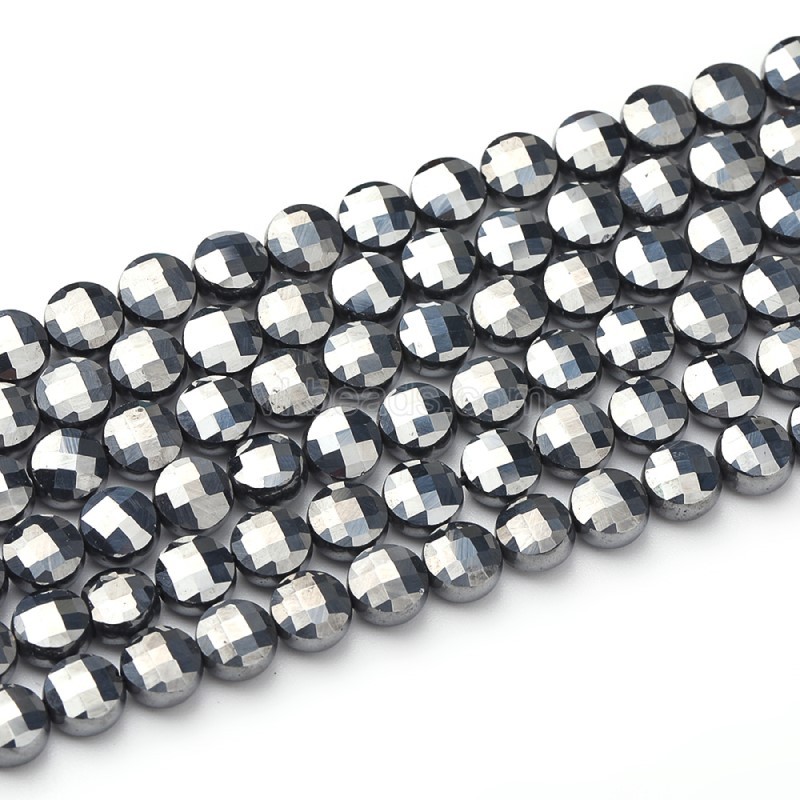 Terahertz Faceted Coins, Approx 4-6mm, 38cm/strand
