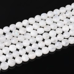 Blue Moostone Faceted Coins, Approx 8mm, 38cm/strand