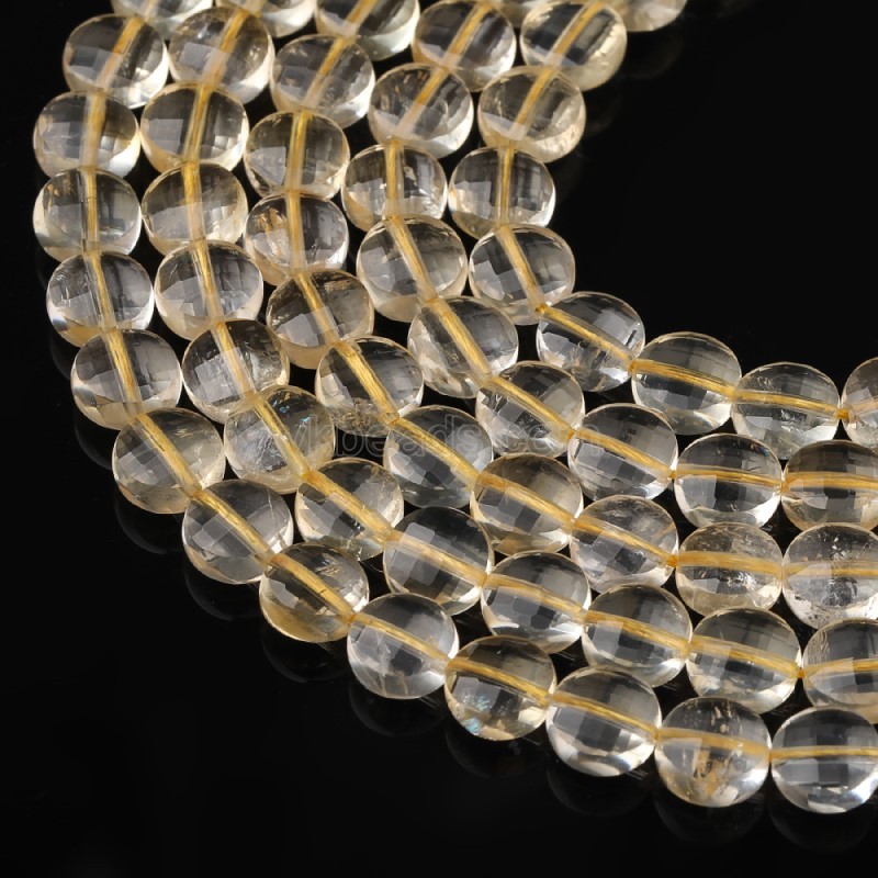 Citrine Faceted Coins, 4-8mm, 38cm/strand