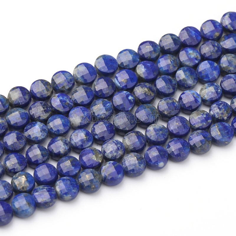 Lapis Lazuli Faceted Coins, Approx 4-6mm, 38cm/strand