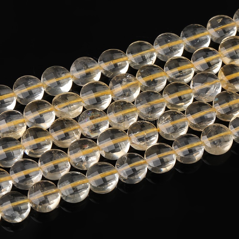 Citrine Faceted Coins, 4-8mm, 38cm/strand