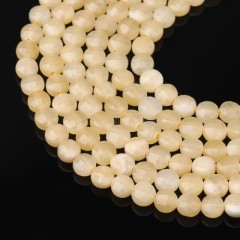 Yellow Jade Faceted Coins, Approx 6mm, 38cm/strand