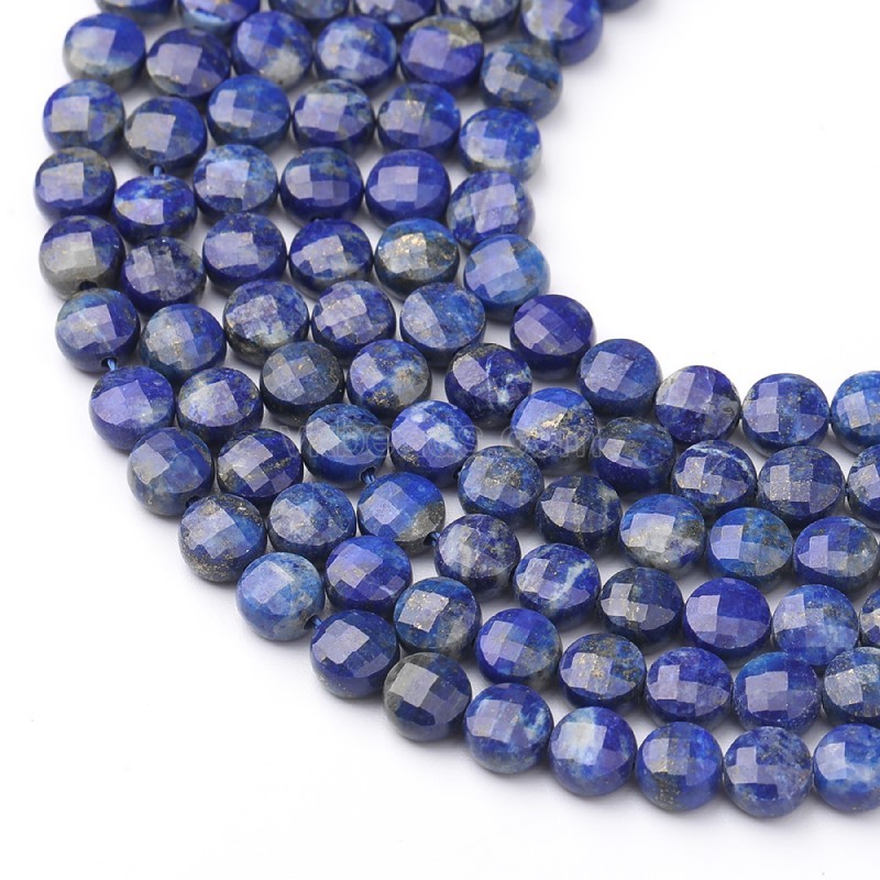 Lapis Lazuli Faceted Coins, Approx 4-6mm, 38cm/strand