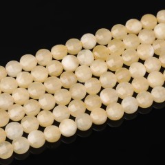Yellow Jade Faceted Coins, Approx 6mm, 38cm/strand