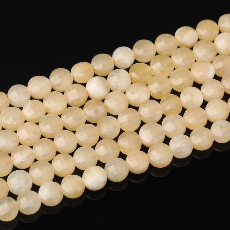 Yellow Jade Faceted Coins, Approx 6mm, 38cm/strand