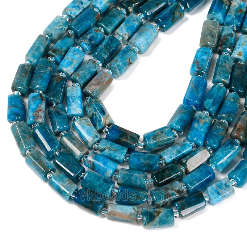 Apatite Irregular Faceted Column, Approx 7x12mm, 38cm/strand