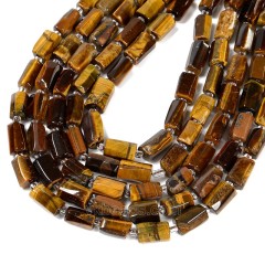 Yellow Tiger Eye Irregular Faceted Column, Approx 7x12mm, 38cm/strand