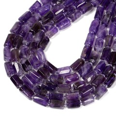 Amethyst Irregular Faceted Column, Approx 7x12mm, 38cm/strand