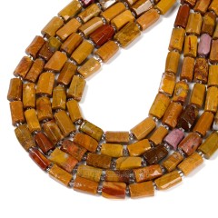 Yellow Mookaite Irregular Faceted Column, Approx 7x12mm, 38cm/strand