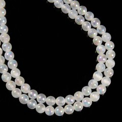Rainbow Plated White Color Selenite Smooth Rounds, Approx 6-10mm, 38cm/strand