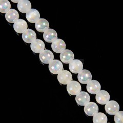 Rainbow Plated White Color Selenite Smooth Rounds, Approx 6-10mm, 38cm/strand